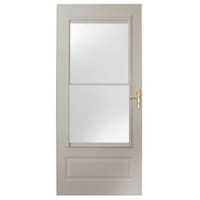 Complete list of emco forever door/self storing storm door complaints. Emco 36 In X 80 In 400 Series Sandtone Universal Self Storing Aluminum Storm Door With Brass Hardware E4s36sa The Home Depot