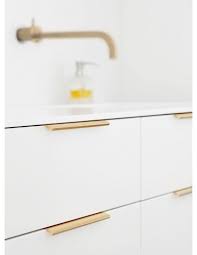 Brass kitchen & bath knobs. Furnipart Modern Profile Trim Handles Brushed Brass Lacquered Finish