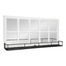 Accompanied by a shelf, the mirror adds a touch of simplistic charm to your bathroom or the living room. 40 X 18 Jackson 10 Windowpane Wall Mirror With Shelf White Kate And Laurel Target