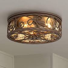 Casa Seville Rustic Outdoor Ceiling Light Fixture Dark Walnut Iron Scroll 12 Champagne Water Glass Damp Rated For Exterior House Porch Patio Deck John Timberland Flush Mount Ceiling Light Fixtures