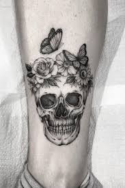 Black And White Sugar Skull Thigh Tattoo Pin On Skull Tattoos