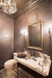 Instead of tiles with their geometric lines, the modern wallpaper designs, that feature waterproof texture, allow decorating the walls with soft and curvy patterns of the ordinary wallpaper. 20 Gorgeous Wallpaper Ideas For Your Powder Room Luxury Powder Room Powder Room Small Bathroom Decor Luxury
