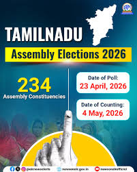 Schedule for #TamilNaduElections2026👇 Election in Single Phase 🗓️Date of Poll: 23-04-2026 🗓️Date of Counting: 4-05-2026 #ECI #TamilNaduAssemblyElections #AssemblyElections2026 #PollsWithAkashvani