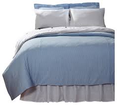 Intricate vermicelli quilting covers everything beautifully. Copeland Striped Seersucker Duvet Cover Blue King Beach Style Duvet Covers And Duvet Sets By Amity Home Houzz
