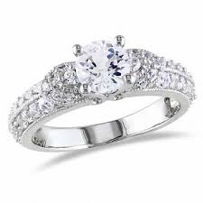 6 0mm Lab Created White Sapphire Engagement Ring In Sterling Silver Zales White Sapphire Engagement Ring Engagement Rings Sapphire White Gold Vintage Rings