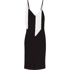 Ellery Fandango Fringed Satin Crepe Midi Dress 810 Liked On Polyvore Featuring Dresses Black Ellery Wetlo Shiny Dresses Wet Look Dress Mid Calf Dresses