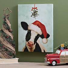 Santa Hat Cow Canvas Art Print Kirklands Learn how to paint your very own christmas cow with this online step by step acrylic painting tutorial for beginners.