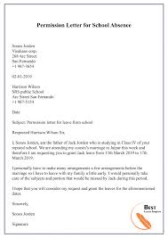 Letters of permission grant specific legal authorization to the recipient. Permission Letter Template For School Format Sample Example