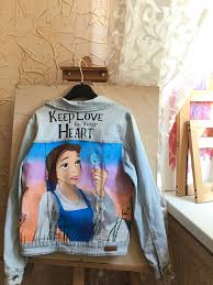 Beauty And The Beast Denim Jacket Optional Personalization Etsy In 2020 Painted Jacket Custom Denim Jackets