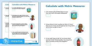 It is known as a decimal system because conversions between units are based on powers of ten. Digital Pdf Y6 White Rose Calculate With Metric Measures