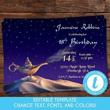 A catchy music, lovable characters, and a whole slew of elements in bright, zany, zippy colors everywhere see more party ideas and share yours at catchmyparty.com #arabiannights #tablescape. Editable Printable Arabian Nights Birthday Invitation Etsy In 2020 Baby Shower Invitations Etsy Indian Bridal Shower Bridal Shower Theme