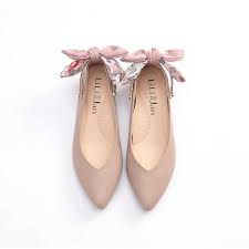 18dec台灣手作鞋lj1286 3way蝴蝶結全真皮尖頭淑女鞋 輕巧藕粉 18decbeauty shoes fashion flats
