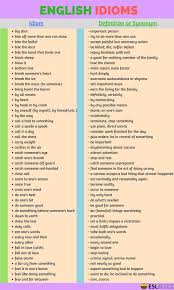 200 Common English Idioms And Phrases With Their Meaning Eslbuzz Learning English English Idioms Idioms And Phrases Common English Idioms