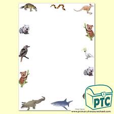 Animals, birds, insects, sea animals, farm animals, wild animals, fruits, vegetables, food, flowers, plants, shapes, colors, jobs, body parts, math symbols, number chart, hundreds chart australian animals. Australian Animals Page Border Writing Frame No Lines Primary Treasure Chest