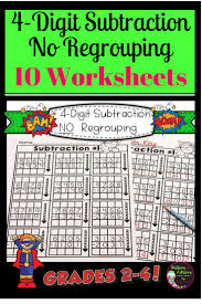 4 Digit Subtraction No Regrouping Worksheets Subtraction Third Grade Lessons Worksheets