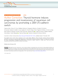 PDF) Author Correction: Thyroid hormone induces progression and  invasiveness of squamous cell carcinomas by promoting a ZEB-1E-cadherin  switch
