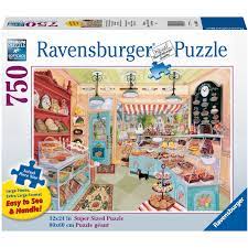 Ravensburger bathing birds 19937 750 piece large pieces jigsaw puzzle for adults, every piece is unique, softclick technology means pieces fit together perfectly 4.7 out of 5 stars 91 1 offer from cdn$ 56.25 Ravensburger 750 Piece Puzzle Large Format Corner Bakery The Rocking Horse Toys