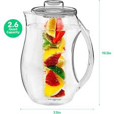 Amazon Com Vremi Fruit Infuser Water Pitcher 2 5 Liter Plastic Infusion Pitcher With Lid F Fruit Infused Water Recipes Infusion Pitcher Fruit Infused Water