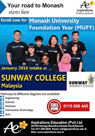 Enroll For Mufy Jan 15 Intake At Sunway College Malaysia Engineering Science Monash University College