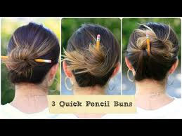 Quick and casual updo hairstyle. 3 Quick Pencil Bun Ideas Back To School Hairstyles Youtube
