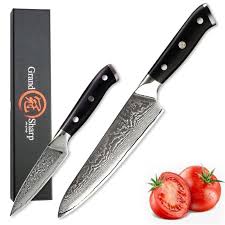 A japanese knife or a german knife? it depends on the types of foods you most often cook. Damascus Kitchen Knife Set 2 Pcs Chef Paring Knife Vg10 Japanese Damascus Steel Kitchen Knives With Gift Box Grandsharp Buy At A Low Prices On Joom E Commerce Platform