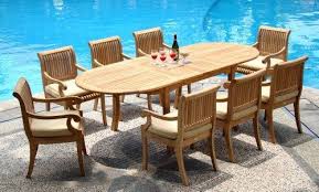 New 9 Pc Luxurious Grade A Teak Dining Set 117 Double Extension Oval Table 8 Giva Arm Captain Patio Furniture Sets Oval Table Wrought Iron Patio Furniture