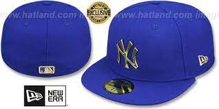 New York Yankees Gold Metal Badge Royal Fitted Hat Fitted Hats New Era Logo New Era
