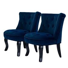 Check out our accent chairs selection for the very best in unique or custom, handmade pieces from our chairs & ottomans shops. Jayden Creation Jane Navy Tufted Accent Chair Set Of 2 Ma3288 Navy S2 The Home Depot