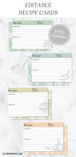 Editable Recipe Cards Recipe Cards Template Printable Recipe Cards Recipe Cards Printable Free