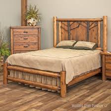 Woodland Forest Cedar Log Panel Bed Rustic Bedroom Furniture Log Bedroom Furniture Rustic Bedding
