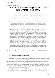 Pdf Un Estudio Critico Comparativo De Iso 9001 Cmmi E Iso 15504