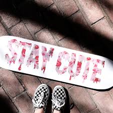 Pink and blue elephant skateboard. Stay Cute Floral Skate Deck Stay Cute