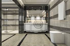 3d Rendering Modernen Loft Badezimmer Mit Luxus Fliesen Dekor Leinwandbilder Bilder Privies Appartment Schone Myloview De