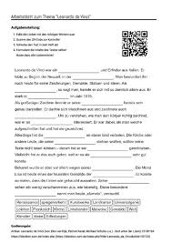 Arbeitsblatt Mit Luckentext Zum Thema Leonardo Da Vinci Leonardo Da Vinci Kunstunterricht Vokabeln Lernen