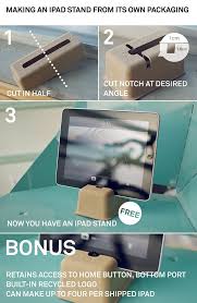 Make An Ipad Stand From Its Own Packaging Materials Ipad Stand Diy Ipad Stand Ipad