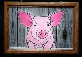 Hand Painted Faux Stained Glass Pig Decoration Pig Window Etsy Window Art Pig Painting Faux Stained Glass
