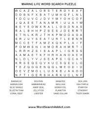 Marine Life Printable Word Search Puzzle Word Search Puzzles Printables Ocean Words Word Puzzles For Kids