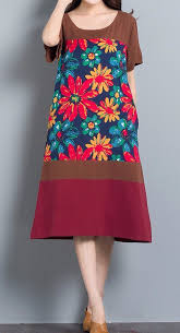 women loose fitting over plus size retro ethic flower dress long tunic pregnant vestidos casuais femininos vestidos estilosos vestidos casuais