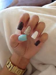 Glitter Gold Nail White Nail Light Blue Nail And Black Nails Cute Nails Nails Gold Nails