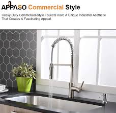 Commercial kitchen faucet with pull down sprayer. Buy Appaso Commercial Kitchen Faucet Pull Down Sprayer With Soap Dispenser Stainless Steel Brushed Nickel High Arc Tall Modern Single Handle Spring Kitchen Sink Faucet With Pull Out Spray Online In