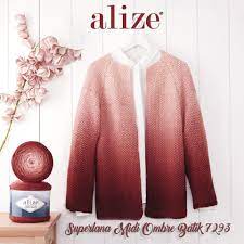 Alize Superlana Midi Ombre Batik Cardigan Batik Orgu Hirkalar