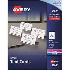 A tent card is a sheet of paper with a name or other information printed on it so that it displays correctly from both sides when folded in half and placed o. Avery Inkjetlaser Tent Cards 2 X 3 12 White Box Of 160 Office Depot