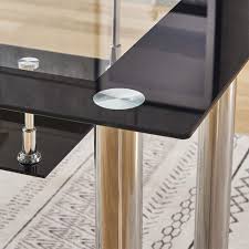 Make every meal a special occasion with our range of glass dining tables. Buy Belifeglory Dining Table With Chairs Glass Dining Kitchen Table Set Modern Tempered Glass Top Table And Pu Leather Chairs With Chairs Dining Room Furniture 2 Tiers Chrome Legs Table Black Chairs