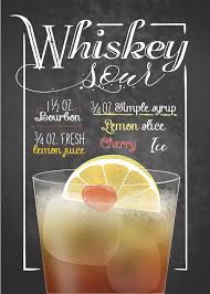 Cocktail Signs Whiskey Sour Displate Artwork By Artist Felix Keser Part Of A Set Featuring Popular Cocktai Sour Cocktail Whiskey Sour Alcohol Drink Recipes