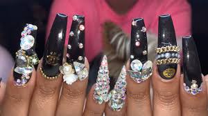 Idee per outfit e cose belle di p. Acrylic Nails Tutorial Long Black Coffin Nails Bling Nails Youtube