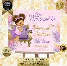 Pink Purple And Gold Baby Shower African American Princess Etsy