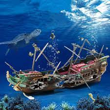 Sunken ship fish aquarium decorations. Aquarium Artificial Sunk Wreck Decoration Destroyer Boat Wreck Ornament For Fish Tank Sunk Ship Decor Used With Air Pump Decorations Aliexpress