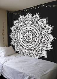 Flower Mandala Tapestry Black White This Flower Mandala Tapestry Is Representative Of The Universe The I Yurt Odasi Dekoru Genc Odasi Dekoru