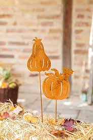 Sidco 2er Set Gartenstecker Kurbis Garten Stecker Herbst Deko Rostoptik Halloween Herbstdeko Eingangsbereich Tis Gartenstecker Herbstdeko Herbst Dekoration