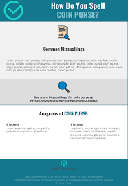 Correct Spelling For Coin Purse Infographic Spellchecker Net